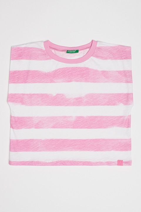 United Colors of Benetton, Csíkos pamutpóló, Fehér/Rózsaszín