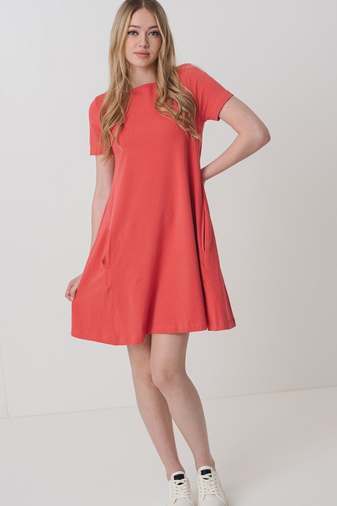 United Colors of Benetton, Rochie mini evazata cu buzunare laterale, Corai, S