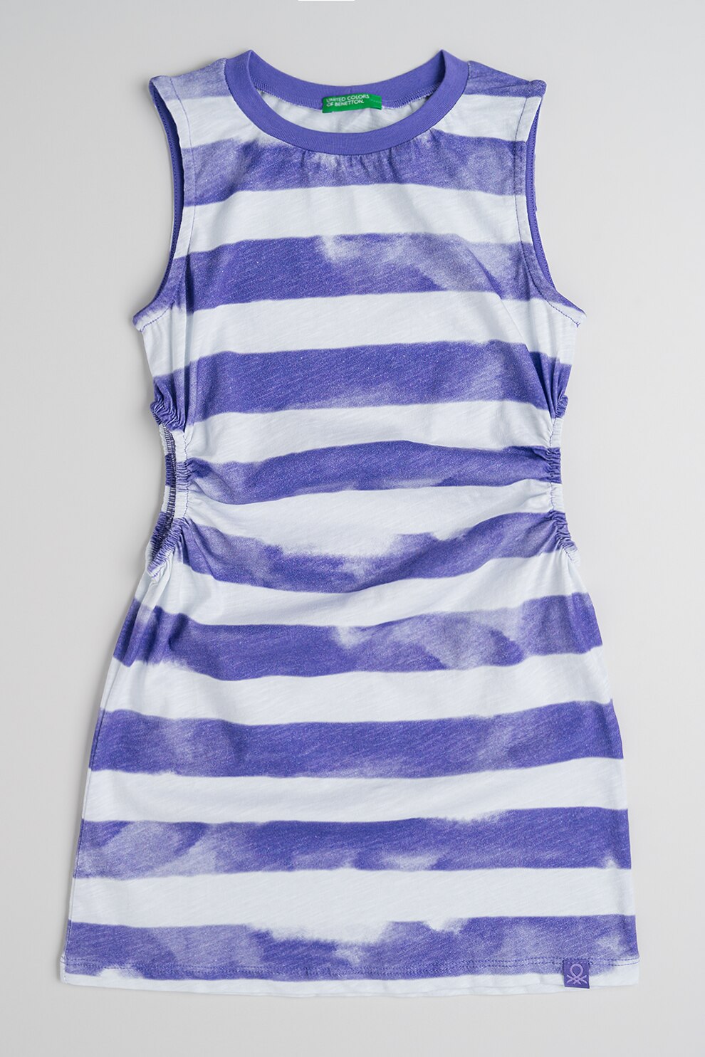 United Colors of Benetton, Rochie din bumbac cu decupaje laterale, Alb, Ametist, 130 CM