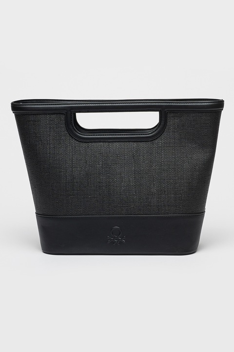 United Colors of Benetton, Geanta shopper cu bareta detasabila, Negru, Negru stins