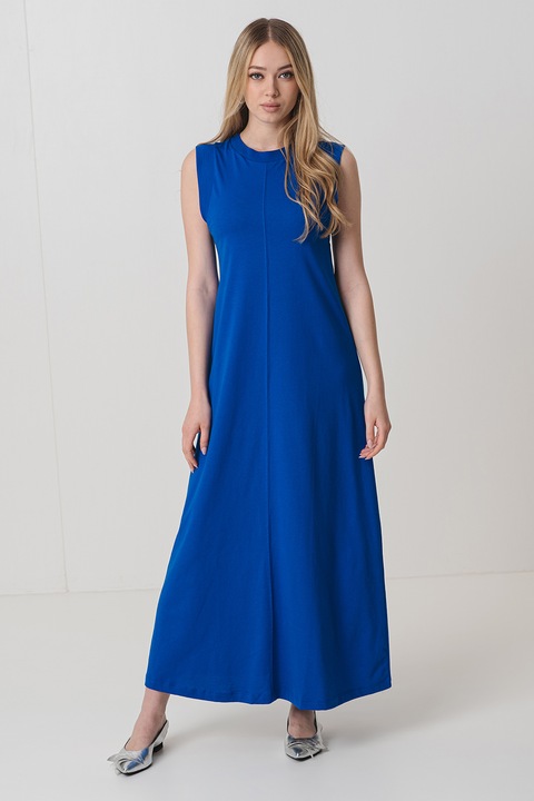 United Colors of Benetton, Rochie dreapta din amestec de bumbac, Albastru royal, S