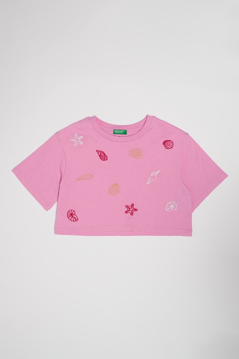 United Colors of Benetton, Crop pamutpóló, Piros/Bézs/Rózsaszín