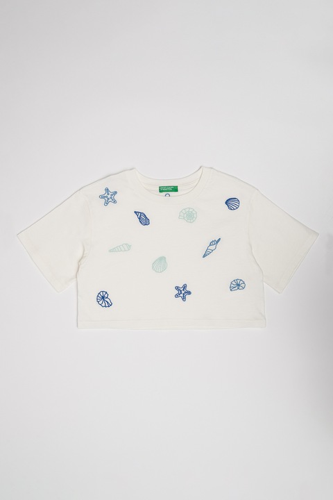 United Colors of Benetton, Crop pamutpóló, Fehér/Kék