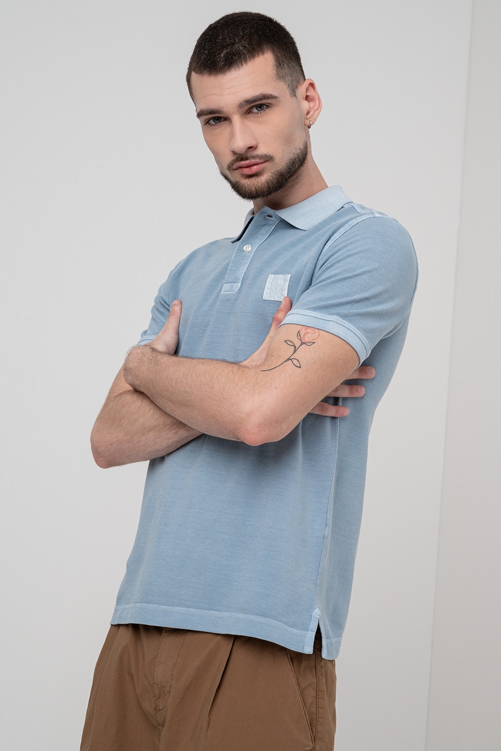 United Colors of Benetton, Tricou polo cu logo, Albastru lavanda, M