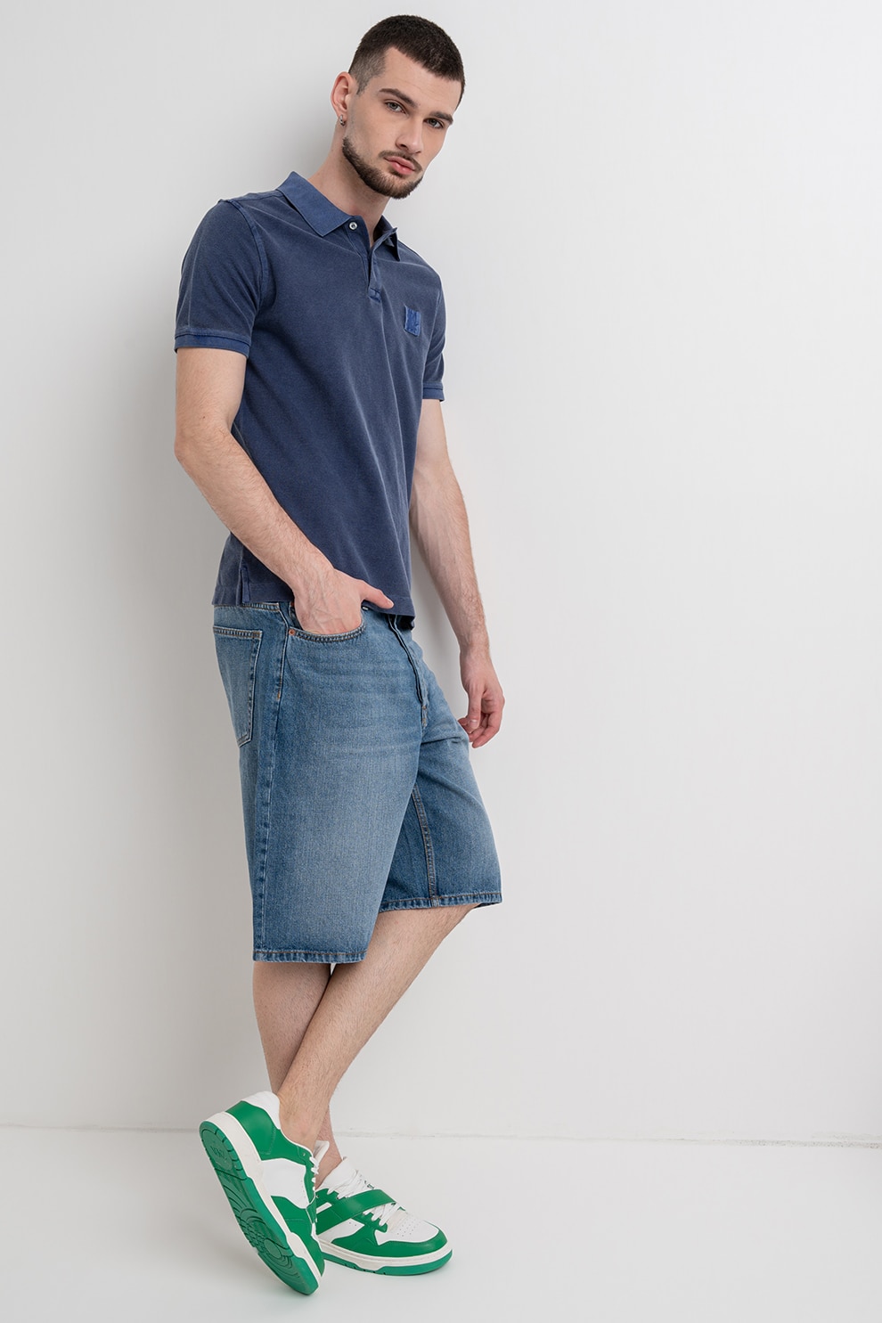 United Colors of Benetton, Tricou polo cu logo, Albastru inchis, M