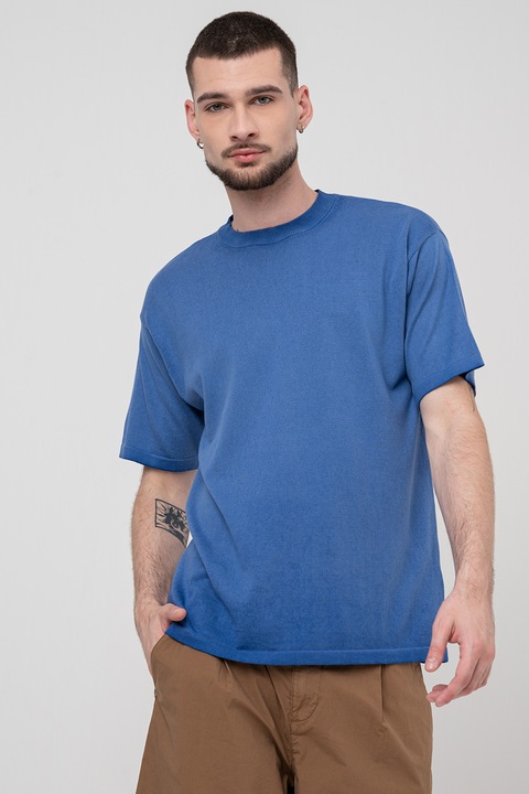 United Colors of Benetton, Tricou regular fit cu decolteu la baza gatului, Albastru royal