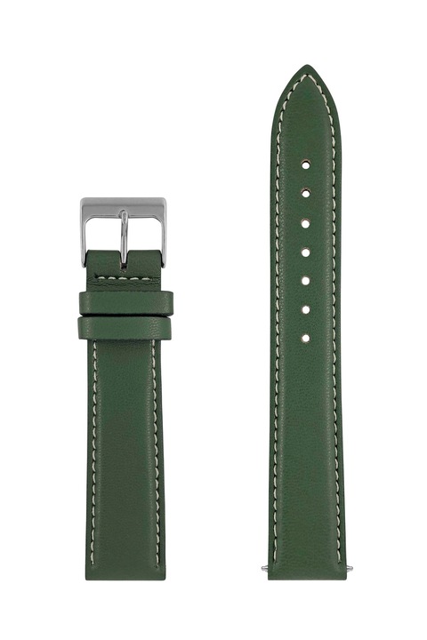 Curea din piele reciclata Iron Annie Zeppelin verde 20mm, cu inchidere argintie