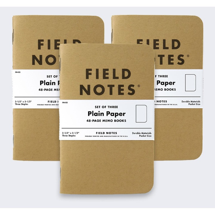 Set 3 Caiete Field Notes Original Kraft, 14x21cm