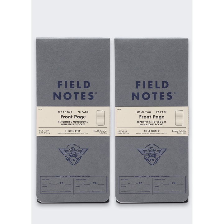 Set 2 Caiete Field Notes, cu copertă, dimensiune 9x14cm