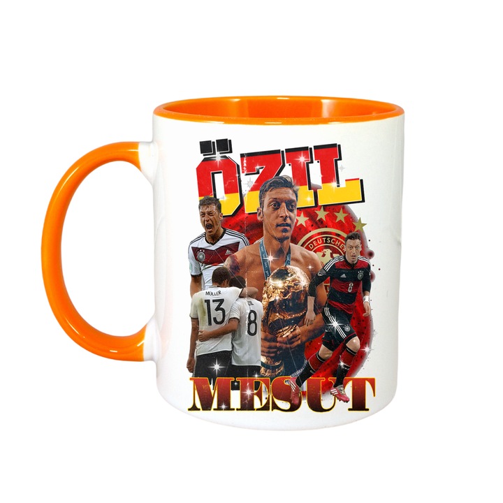 Cana Mesut Ozit PLay, ceramica, Cri-Flo, 330ml, Maner si interior Portocaliu