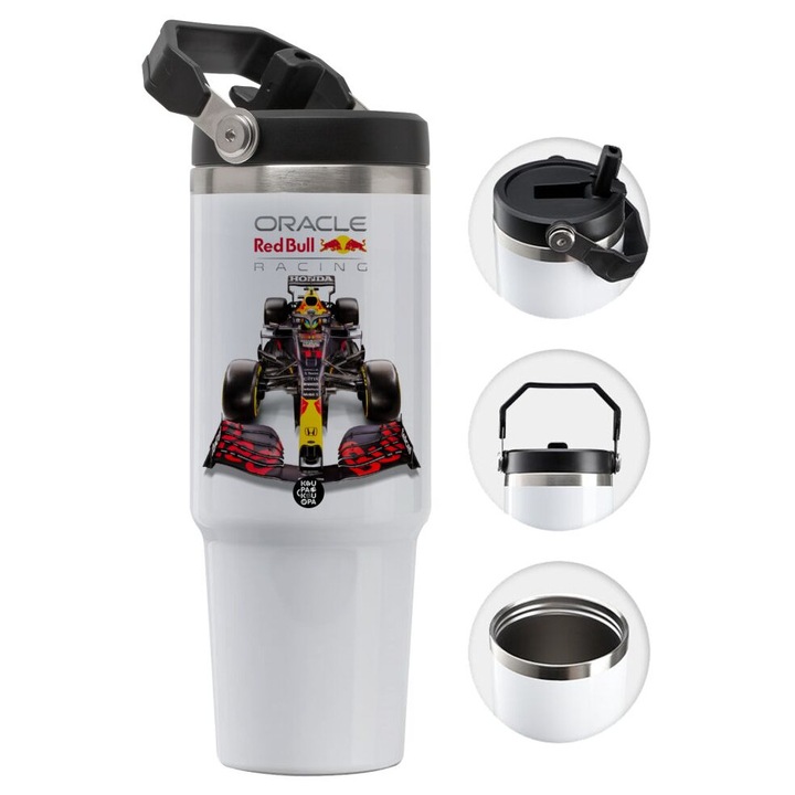 Pahar Redbull Racing Team F1 din otel inoxidabil, 900 ml, cu maner