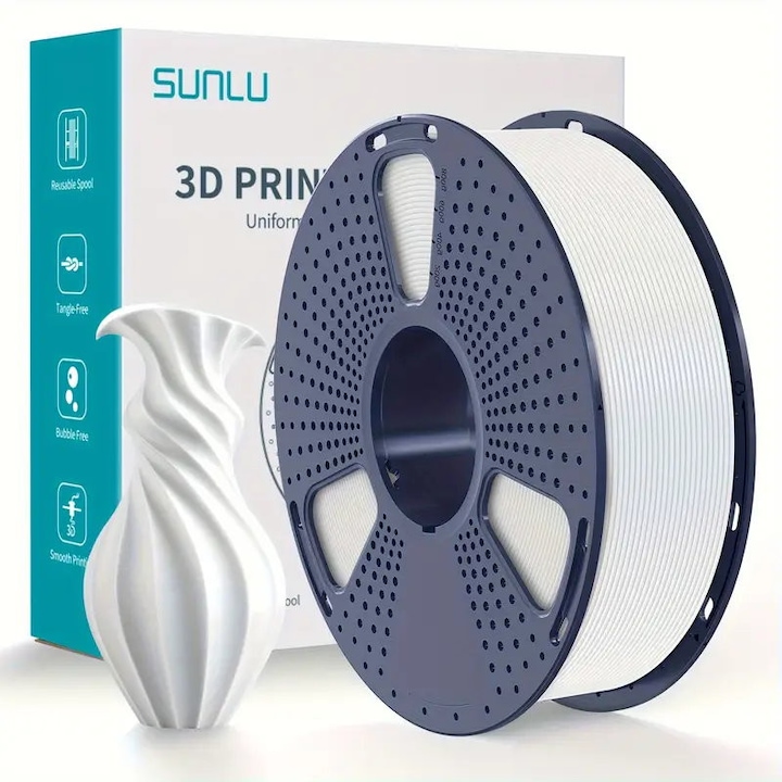 SunLu PETG филамент бял, 1.75 мм, 1 кг, за 3D принтер