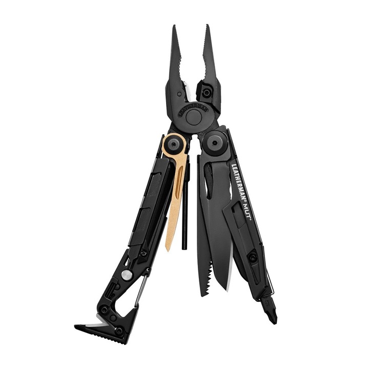 Unealta multifunctionala Leatherman, MUT, 16 unelte, cu husa MOLLE, 16 unelte, lamă zimțată