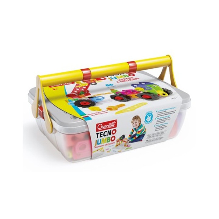 Set de constructie Quercetti Tecno Jumbo, cu suruburi si piulite, multicolor