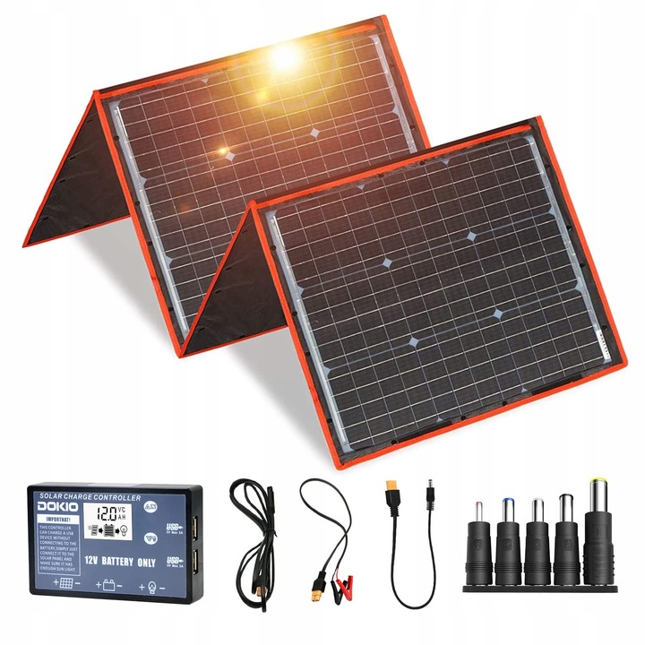 Panou solar pliabil 160W, Dokio, controler LCD, 54x57x2,4cm, 4,1kg