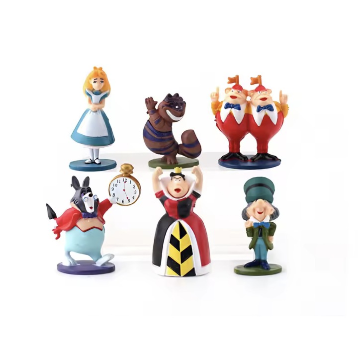 Комплект от 6 фигурки на Алиса в Страната на чудесата, Mbong®, 6-7 см