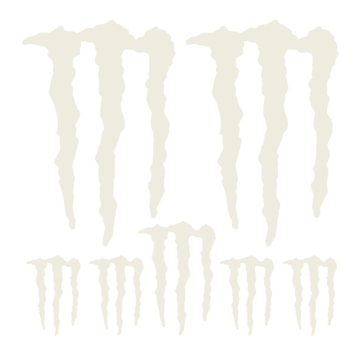 Kit Stickere MONSTER ENERGY, 7 Bucati, Alb