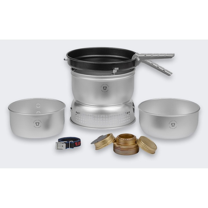 Trangia Stove 25-3 UL turista konyhai szett, 3-4 személyes, ultrakönnyű alumínium, 895 g, 1,5 l és 1,75 l