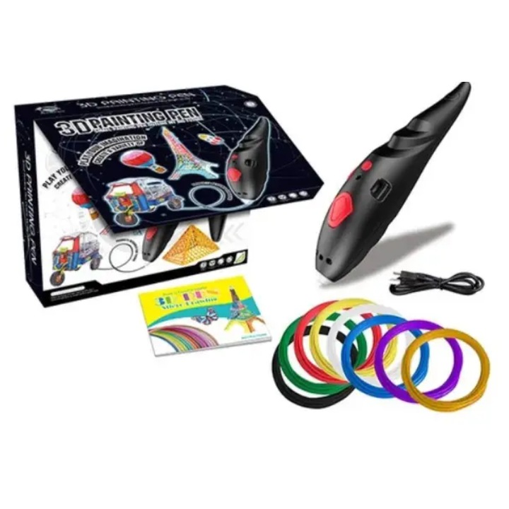 3D ceruza elemmel és sablonnal – 3D toll rajzoláshoz, fekete színű