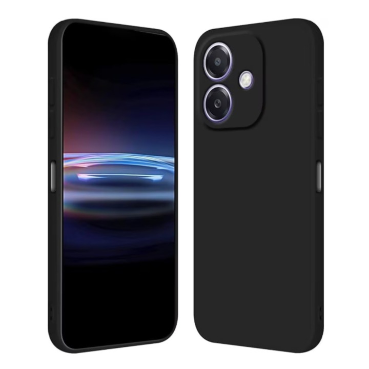 Кейс за телефон, съвместим с Oppo A40 4G / A40M 4G / A60 5G, мек силикон премиум, противоударен, защита на камерата, микрофибърна вътрешност (кадифе), повдигнати ръбове за защита на екрана, черен