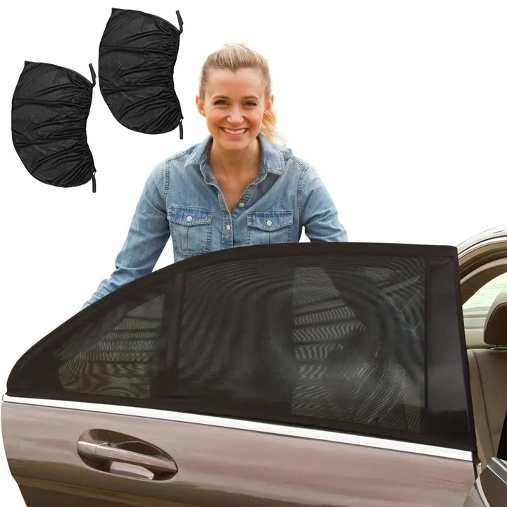 Parasolar auto pentru geam lateral, Set 2 protectie impotriva razelor UV si caldurii, pliabil, usor de montat, material reflectorizant