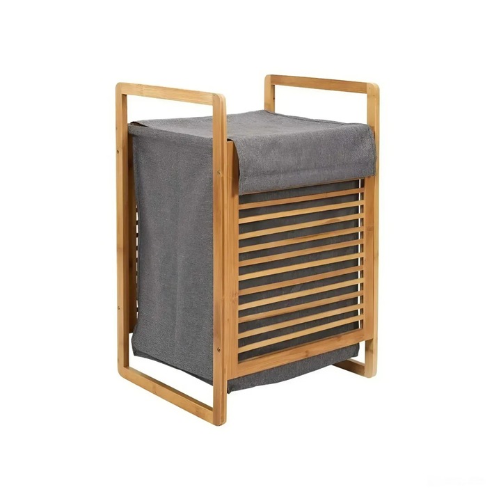 Cos pentru rufe din bambus, spatios si durabil, design natural si eco-friendly, ideal pentru depozitarea lenjeriei, usor de transportat, potrivit pentru baie, dormitor sau spalatorie