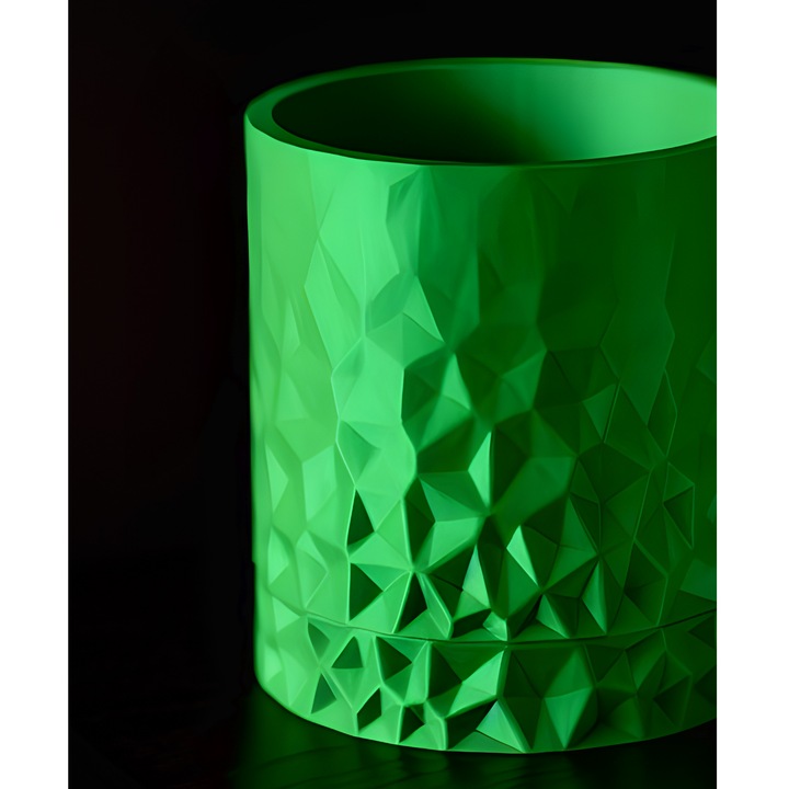 Ghiveci de flori 3d Diamond Premium rotund 12.5 x 14 cm, Culoare Verde