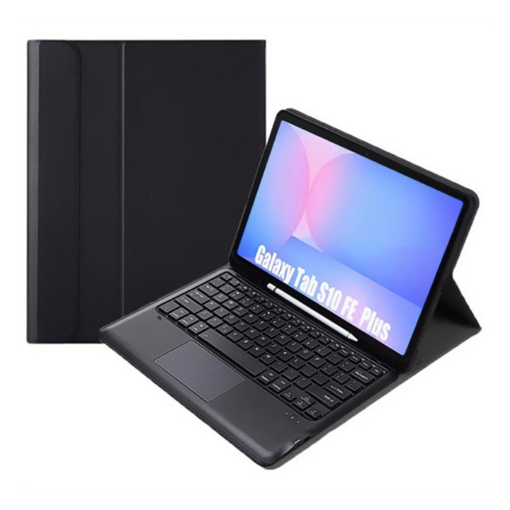 Gigapack tabletvédő álló, bőr hatású, flip, bluetooth billentyűzet, asztali tartó, qwerty, angol nyelvű, fekete, kompatibilis: Samsung Galaxy Tab S10 FE Plus WIFI, SM-X626, / Galaxy Tab S10 FE Plus LTE, SM-X620