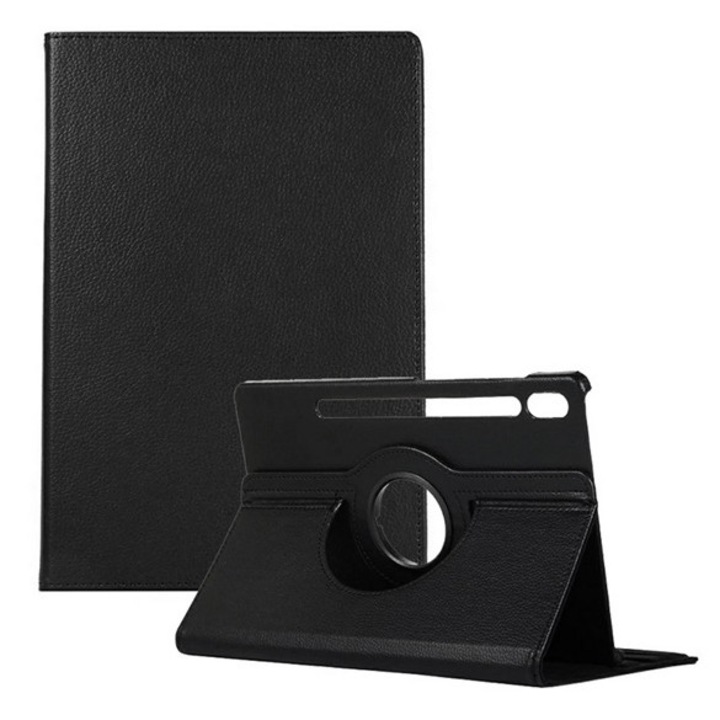 Gigapack tabletvédő álló, bőr hatású, flip, asztali tartó, 360°, fekete, kompatibilis: Samsung Galaxy Tab S10 FE Plus WIFI, SM-X626, / Galaxy Tab S10 FE Plus LTE, SM-X620