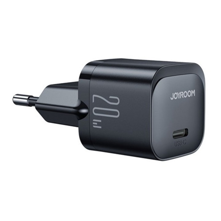 Joyroom mini hálózati töltő type-c aljzat, 20w, pd gyorstöltő, fekete