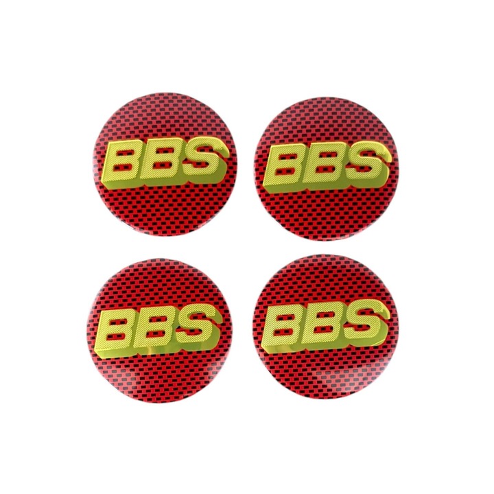 4 darabos BBS öntapadós alumínium lemezmatrica készlet, 56 mm, dísztárcsákra, piros