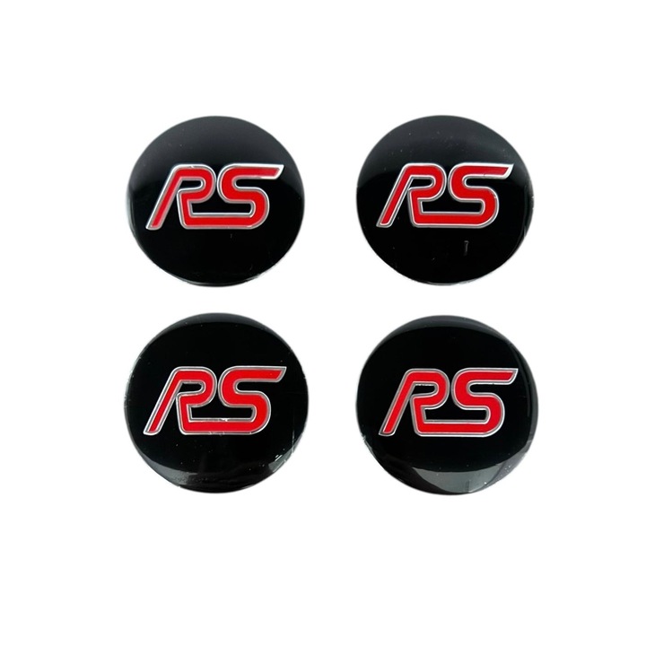 4 darabos Ford RS öntapadós alumínium matricakészlet, 56 mm-es dísztárcsákra