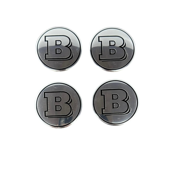 4 db-os öntapadós Maf Mercedes Brabus alumínium embléma szett, 56 mm, ezüst