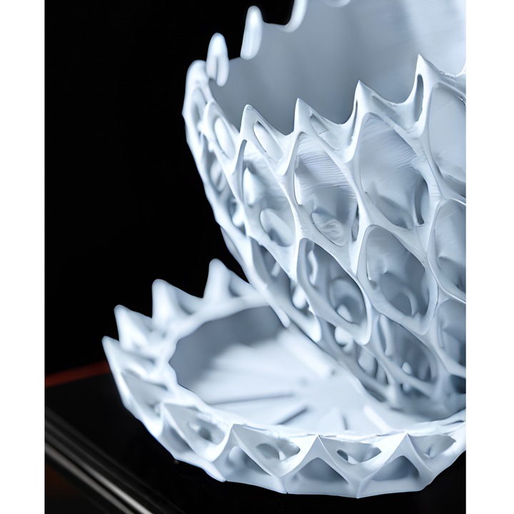 Ghiveci de flori 3d Lavarra ridicat 15 x 13 cm, Culoare Alb