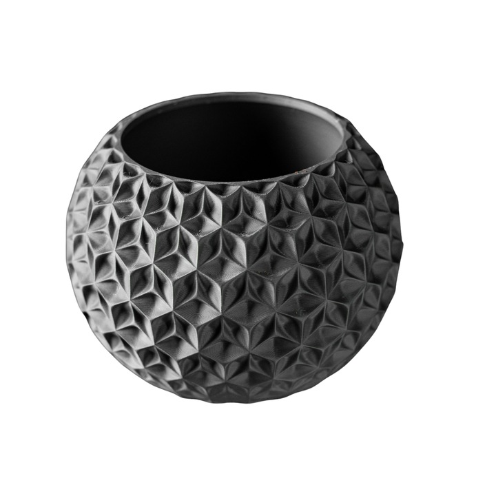 3D Orbix кръгла саксия за цветя 15 x 12,5 см, антрацитен цвят
