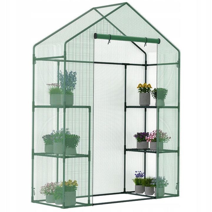 Sera mini Stazer, 6 etaje, 143x73x195cm, structura din otel, folie PVC