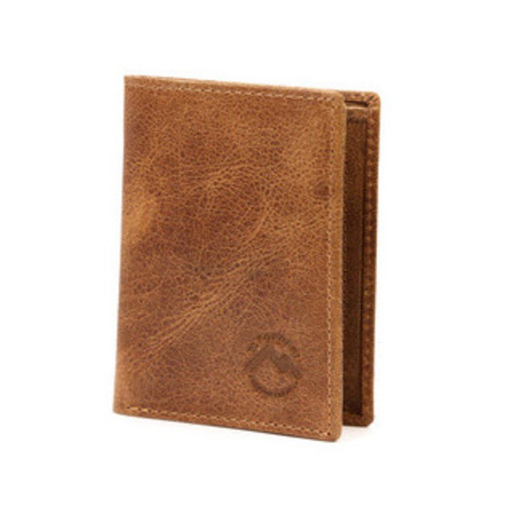 Portofel din piele pentru barbati, El Forrest, 7 compartimente, protectie RFID, maro