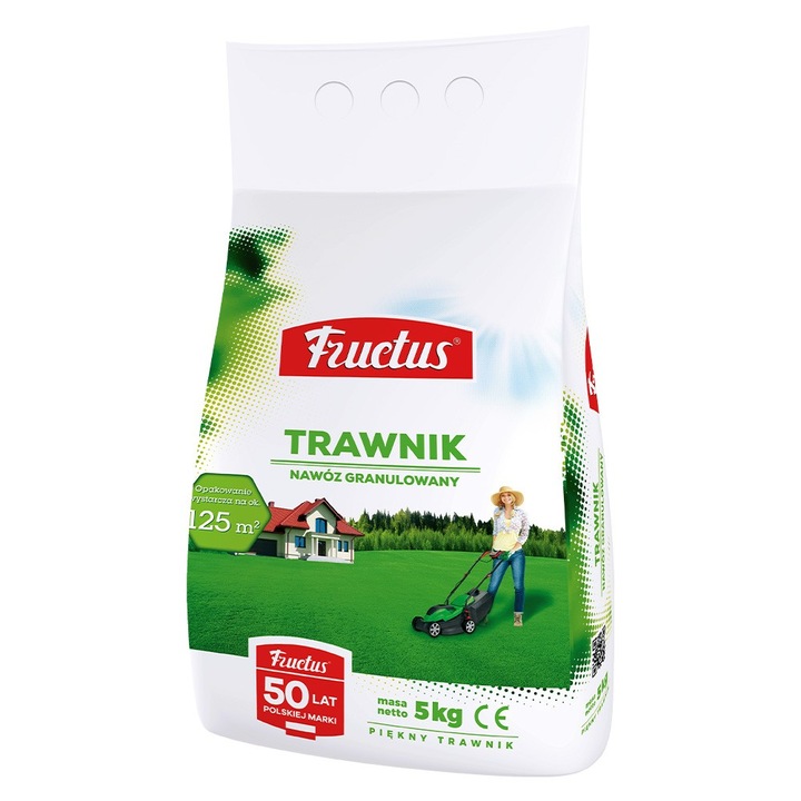 Ingrasamant pentru gazon Fructus 5kg, continut echilibrat de nutrienti, imbunatateste culoarea, reduce iarba si muschiul