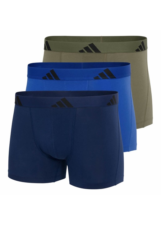 Set 3 perechi de boxeri pentru barbati, Adidas, bumbac, verde/albastru