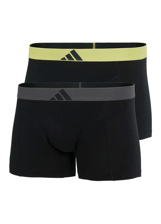 Set 2 perechi de boxeri pentru barbati, Adidas, bumbac, negru/galben