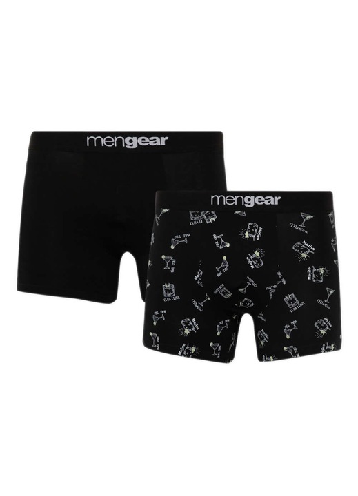 Set 2 perechi de boxeri pentru barbati, Minerva Mengear, bumbac, negru