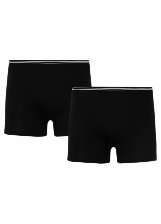 Set 2 perechi de boxeri pentru barbati, Minerva Sporties, bumbac, negru