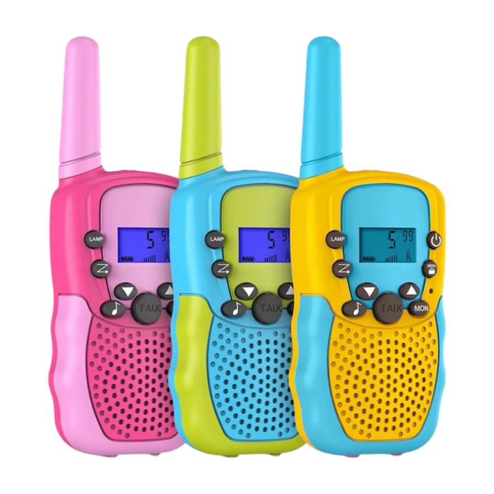 Set 3 statii radio walkie - talkie, raza de actiune 6 km, copii varsta +3 ani