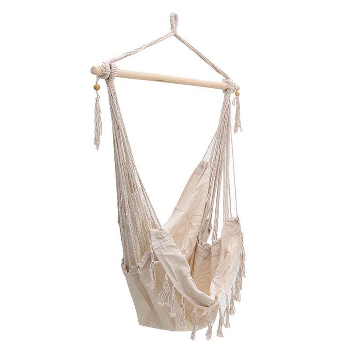 Hamac tip Scaun Ambition din material textil bej 100x80x130cm