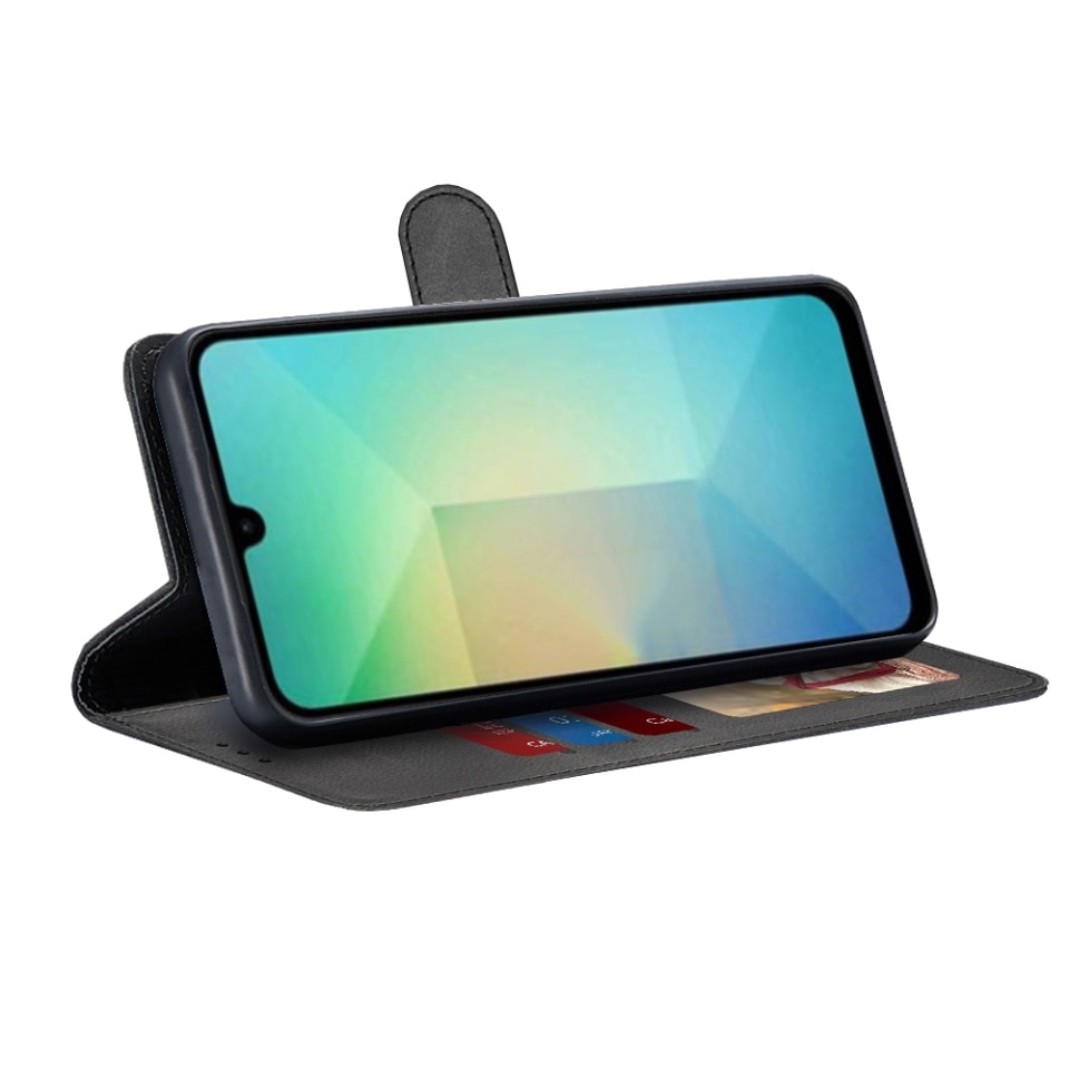 Husa pentru Samsung Galaxy A26 5G, SKYDDAR INNOVATION, Elite Book, tip carte, cu Portofel Interior, Antisoc, Negru, set cu sticker