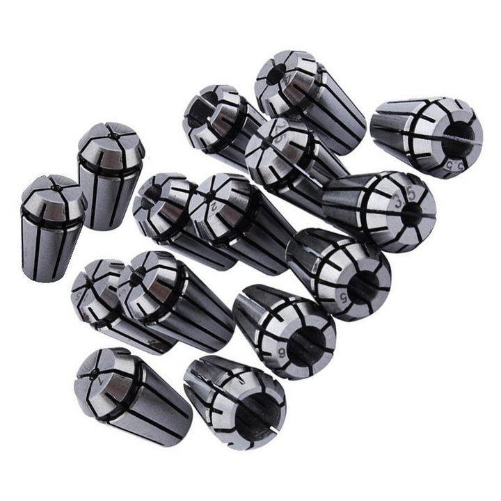 Set 15 mandrine cu penseta ER11, WT&D, 1-7 mm, negru