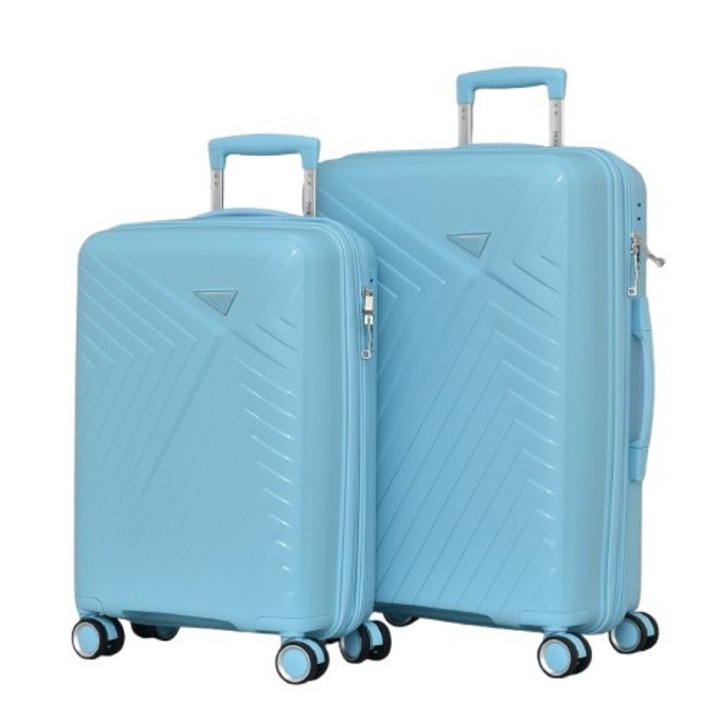Set valize PERFECT++LINE PP 2404, Expander, 65/44/26 cm, Albastru deschis, 2 bucati