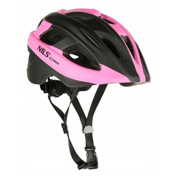 Предпазна каска Nils Extreme MTV35J, M, 53-55 см, 17 вентилационни отвора, технология In-mold, черна