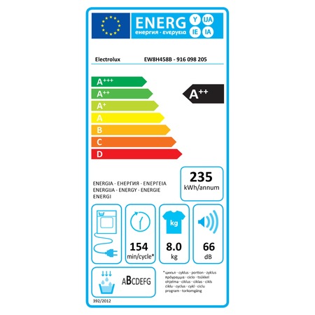Uscator de rufe Electrolux PerfectCare800 EW8H458B, Pompa de caldura, 8 kg, 12 programe, Clasa A++, Display touch LCD, Motor Inverter, Alb