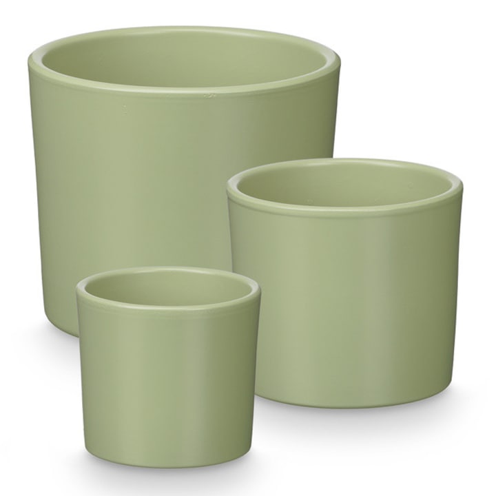 Ghivece ceramice, 3 buc, Ø 14, 17, 22 cm - menta
